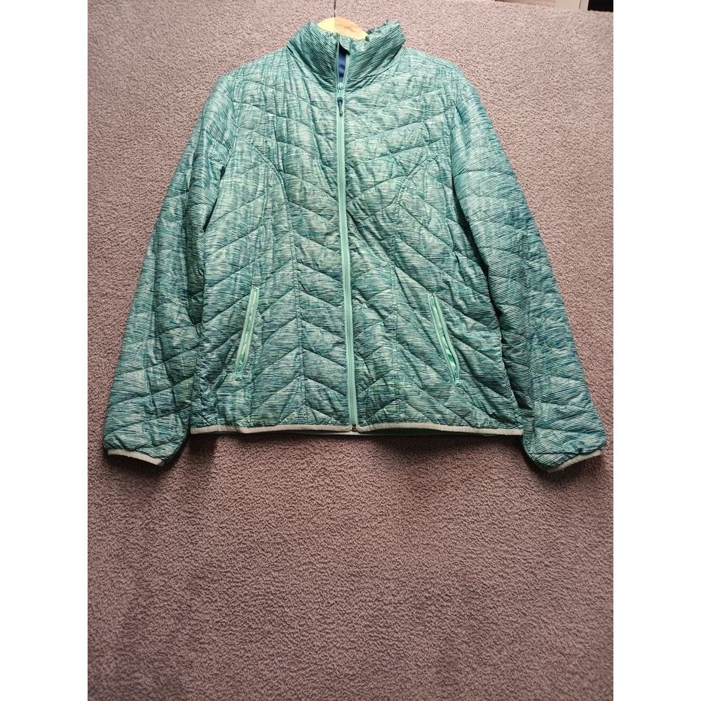 Tek Gear Womens XL Quilted Puffer Jacket Soft Mint Green Zip Pockets